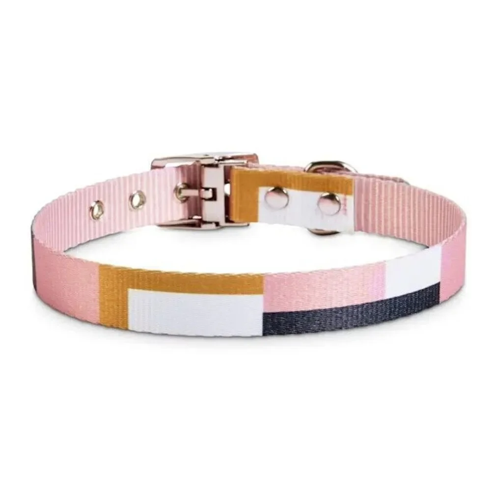 Bond & Co. Pink & Colorblocked Reversible Dog Collar,‎ Large New